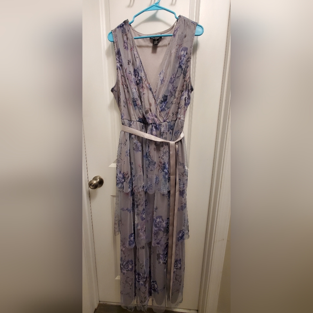 Candalite Women's plus size 3X lilac floral sleeveless dress